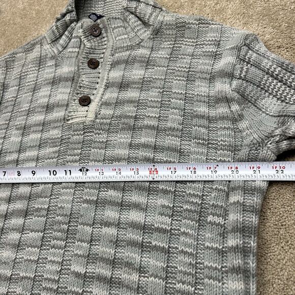 Vintage Y2K GAP Women’s Gray Ribbed Knit Sweater Button Collar Striped Size L - Picture 5 of 12
